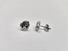 Load image into Gallery viewer, 14K White Gold High Polished Diamond Cut Flower Small Stud Earrings 7mm