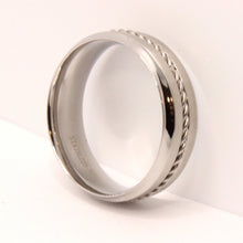 Load image into Gallery viewer, Stainless Steel Rope Inlay Matte Finish Concave Edges Wedding Ring Band 7mm