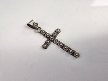 Load image into Gallery viewer, 925 Sterling Silver Floral Cross Pendant 1 1/2 Inch (38mm) Tall