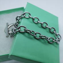 Load image into Gallery viewer, Stainless Steel Cable Chain Bracelet for Men Large O Toggle Clasp 8.25 Inch Long