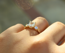 Load image into Gallery viewer, Authentic 14K Yellow Gold Ring CZ Square Design Size 5.5 to 8.5 Gift Ready