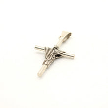 Load image into Gallery viewer, 925 Sterling Silver Rope Wrapped Cylindrical Cross Pendant