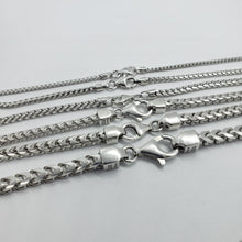 Load image into Gallery viewer, Sterling Silver Franco Chain Necklace Rhodium Finish Italy 1.5mm-4.5mm 16"-36"