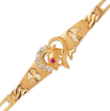 Load image into Gallery viewer, 14K Yellow Gold Fancy Dolphin Diamond Cut Bracelet 3mm Wide, 12mm Center H Clasp