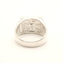 Load image into Gallery viewer, 925 Sterling Silver Large Diamond Cut Finish Square Nugget Ring 9/16 Inch Wide
