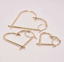 Load image into Gallery viewer, 14K Yellow Gold Heart Hoop Earring for Women Lady Love 3 Sizes Piece Pairs