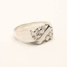 Load image into Gallery viewer, 925 Sterling Silver Slanted Center Stripe Nugget Ring 7/16 Inch Wide, Sizes 8-13