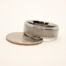 Load image into Gallery viewer, Tungsten Carbide Flat Center Satin Finish Recessed Edges Wedding Band Ring 8mm