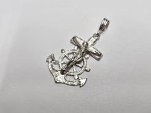 Load image into Gallery viewer, 925 Sterling Silver Anchor Mariner Crucifix Cross Pendant 1 1/2 Inch Tall (38mm)