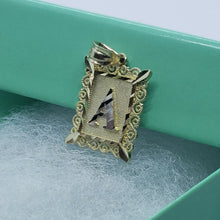 Load image into Gallery viewer, 14K Solid Yellow Gold Initial Letter Plate Pendant A-Z Alphabet Necklace Charm