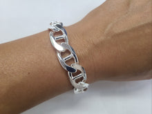 Load image into Gallery viewer, 925 Sterling Solid Silver Italy Flat Mariner Link Chain Necklace Bracelet 13.5mm