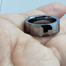 Load image into Gallery viewer, Tungsten Carbide 8mm Faceted Dome Wedding Band Ring Octagon Patterns Size 5~14