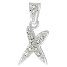 Load image into Gallery viewer, 925 Sterling Silver CZ Action Initial Letter Alphabet Pendant 3/4 Inch Wide
