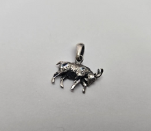 Load image into Gallery viewer, 925 Sterling Silver Charging Goat Charm Pendant Oxidized Finish 7/8 (22mm) Inch