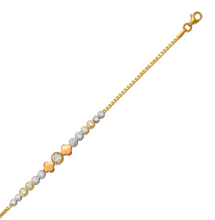 Load image into Gallery viewer, 14K Tricolor Gold 7mm Center, 1mm Ladies Bracelet High Polished Fancy Chain