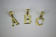 Load image into Gallery viewer, 10K Yellow Gold Small Initial Pendant Charm Diamond Cut A ~ Z Alphabet
