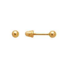 Load image into Gallery viewer, 14K Yellow or White Gold 2mm Wide Ball Stud Earrings Screw Back High Quality