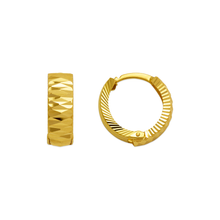 Load image into Gallery viewer, 14K Real Yellow Gold Diamond Cut Small Round Hinged Hoop 5mm Huggie Earrings