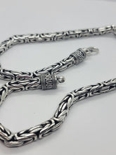 Load image into Gallery viewer, 7mm Sterling Silver Round BYZANTINE Chain Necklace Bracelet Antiqued Finish