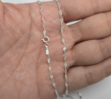 Load image into Gallery viewer, 925 Sterling Silver Diamond Cut Silver Coffee Flat Link Chain Necklace 3mm 18"