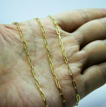Load image into Gallery viewer, 2.2mm 3mm 14K Real Yellow Gold Paperclip Chain Necklace Bracelet 7" 8" 16"~30"