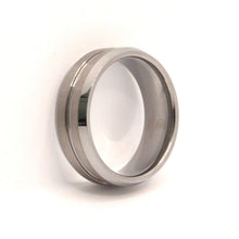 Load image into Gallery viewer, Tungsten Carbide Grooved Center Satin Finish Beveled Edges Wedding Band Ring 8mm