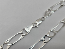 Load image into Gallery viewer, 925 Sterling Silver Figaro Flat Link Bracelet 6mm Chain Loster 7" to 7.5" Long