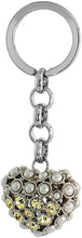 Load image into Gallery viewer, Puffed Heart Key Chain Crystal Key Ring 3 1/2 inches Long 33mm Round