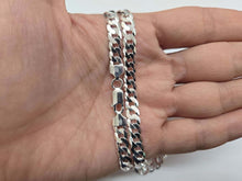 Load image into Gallery viewer, 925 Sterling Silver Beveled Flat Curb Cuban Link Chain Necklace 6.5mm 7" to 30"