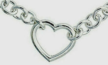 Load image into Gallery viewer, Sterling Silver Rolo Link Chain Open Heart Chain Necklace Bracelet 7" 8" 18"
