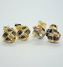 Load image into Gallery viewer, 14K Yellow Tri-Color Gold Pinwheel Stud Earrings