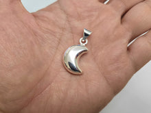 Load image into Gallery viewer, 925 Sterling Silver Large Crescent Hollow Moon Pendant 15/16 (24mm) Inch Tall