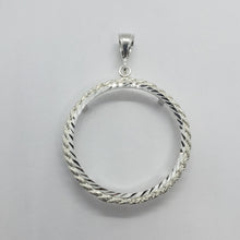 Load image into Gallery viewer, Sterling Silver Dollar Coin Rope Bezel 38 mm Coins Prong Back Diamond Cut Shiny