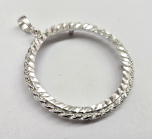 Load image into Gallery viewer, 925 Sterling Silver Rope Edge Prong Back Bezel for 47mm 2 oz Pancho Villa Coin