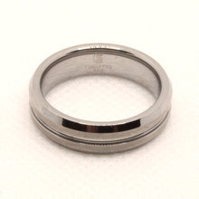 Load image into Gallery viewer, Tungsten Carbide Groove Center Satin Finish Beveled Edges Wedding Band Ring 6mm