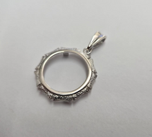 Load image into Gallery viewer, 925 Sterling Silver 1 Cent Penny Coin Bezel Bamboo Shape Edge 19mm Prong Back
