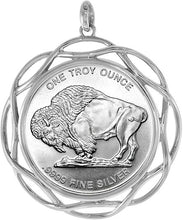 Load image into Gallery viewer, Sterling Silver Braided Edge Mexican Cien Pesos Bezel Pendant for 39 mm Coins