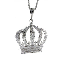 Load image into Gallery viewer, 925 Sterling Silver Large Royal Crown Pendant Diamond Cut 2 1/2 (63mm) Inch Tall