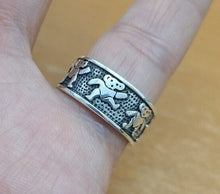 Load image into Gallery viewer, 925 Sterling Silver Dancing Bears Ring for Women and Men 5/16 Thick Size 6 - 10