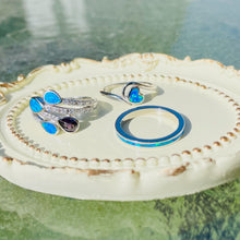 Load image into Gallery viewer, Dainty Sterling Silver Synthetic Opal Bypass Heart Ring for Women