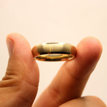 Load image into Gallery viewer, Tungsten Carbide Yellow Domed Brushed Finish Beveled Edge Wedding Band Ring 6mm