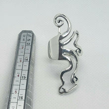 Load image into Gallery viewer, Sterling Silver Polished Finish Large Fork Ring Wide Boho Ring 1 3/4 inch 6 - 10
