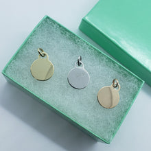 Load image into Gallery viewer, 14K Yellow White Rose Gold Plain Round Pendant Disc Delicate Charm 1.5g 11x15mm