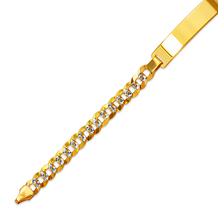 Load image into Gallery viewer, 14K White Pave Gold Curb Light ID Bracelet 7mm/6mm 7"~8" Engraving Available