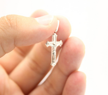 Load image into Gallery viewer, 925 Sterling Silver Dainty Detailed Line Texture Budded Crucifix Cross Pendant