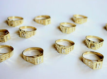 Load image into Gallery viewer, 10K Yellow Gold Alphabet Letter Initial Ring Diamond Cut High Quality Size 4 ~ 8
