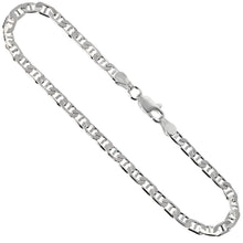 Load image into Gallery viewer, 925 Sterling Silver Flat Mariner Anchor Chain Anklet 3.7mm, Fits 9.5" Ankles