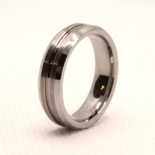 Load image into Gallery viewer, Tungsten Carbide Groove Center Satin Finish Beveled Edges Wedding Band Ring 6mm