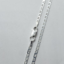 Load image into Gallery viewer, 925 Sterling Silver Italy Flat Mariner Link Chain Necklace Bracelet 2.1mm 7"~30"