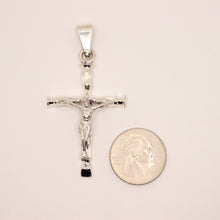 Load image into Gallery viewer, 925 Sterling Silver Detailed Bamboo Styled Christian Crucifix Cross Pendant